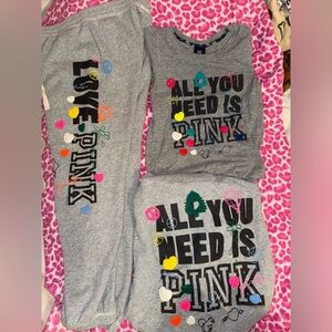 RARE HTF Vintage Victoria’s Secret PINK Y2K 2000s Embroidered Set